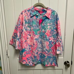 Lilly Pulitzer Pink and Blue Floral Top